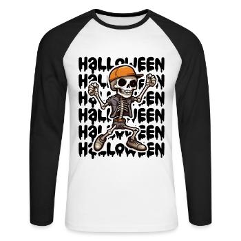 Design d’Halloween effrayant pour la prochaine fête - T-shirt baseball manches longues Homme - blanc/noir - Devant - Nik (191cm)