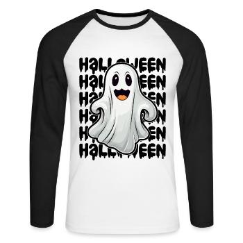 Halloween design creepy for the next party - Unisex Long Sleeve Baseball T-Shirt - white/black - Front - Nik (191cm)