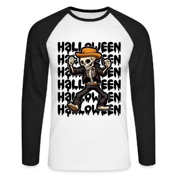 Design d’Halloween effrayant pour la prochaine fête - T-shirt baseball manches longues Homme - blanc/noir - Devant - Nik (191cm)