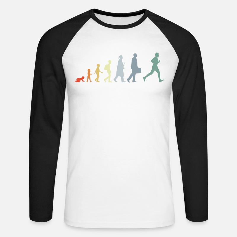 Läufer Evolution - Unisex Baseballshirt langarm - Weiß/Schwarz