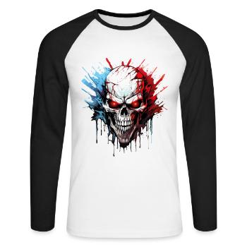 Skull Skull Skeleton Motorcycle Biker Gang - Unisex Long Sleeve Baseball T-Shirt - white/black - Front - Nik (191cm)