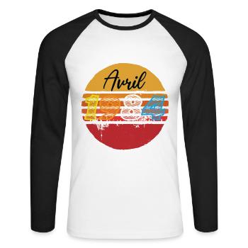 Les Légendes sont nées en Avril 1984 40th Birthday - T-shirt baseball manches longues Homme - blanc/noir - Devant - Nik (191cm)