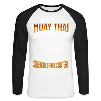 Muay Thai Boxing Muay Thai - Unisex Baseballshirt langarm - Weiß/Schwarz - Vorne - Nik (191cm)