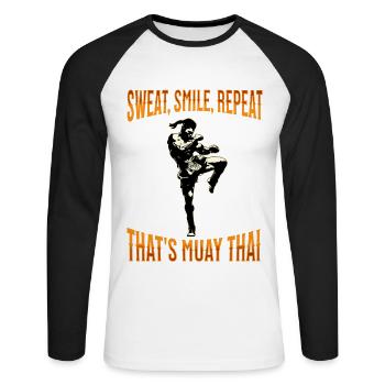 Muay Thaï Boxe Muay Thaï - T-shirt baseball manches longues Homme - blanc/noir - Devant - Nik (191cm)