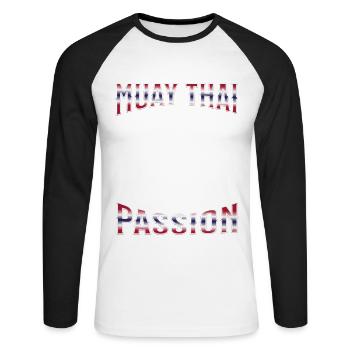 Muay Thai Boxing Muay Thai - Unisex Baseballshirt langarm - Weiß/Schwarz - Vorne - Nik (191cm)