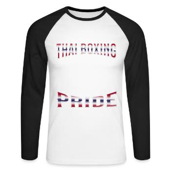 Muay Thai Boxing Muay Thai - Unisex Baseballshirt langarm - Weiß/Schwarz - Vorne - Nik (191cm)