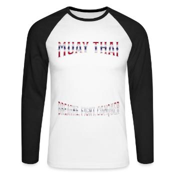 Muay Thai Boxing Muay Thai - Unisex Baseballshirt langarm - Weiß/Schwarz - Vorne - Nik (191cm)
