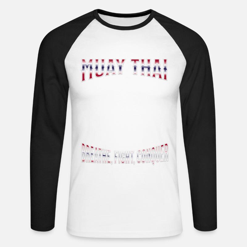 Muay Thai Boxing Muay Thai - Unisex Baseballshirt langarm - Weiß/Schwarz