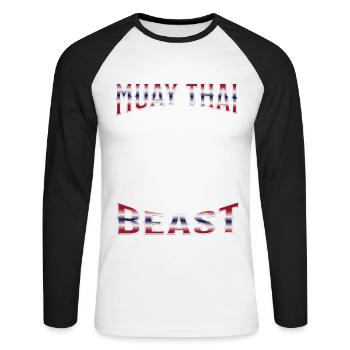 Muay Thai Boxing Muay Thai - Unisex Baseballshirt langarm - Weiß/Schwarz - Vorne - Nik (191cm)