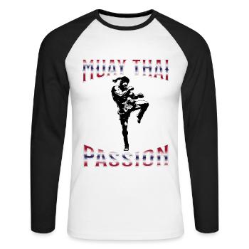 Muay Thai Boxing Muay Thai - Unisex Long Sleeve Baseball T-Shirt - white/black - Front - Nik (191cm)