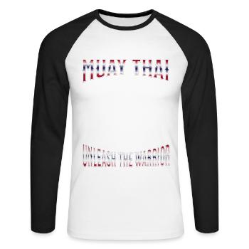 Muay Thai Boxing Muay Thai - Unisex Baseballshirt langarm - Weiß/Schwarz - Vorne - Nik (191cm)