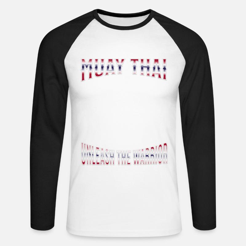 Muay Thai Boxing Muay Thai - Unisex Baseballshirt langarm - Weiß/Schwarz