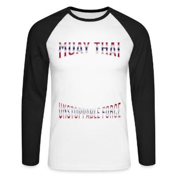 Muay Thai Boxing Muay Thai - Unisex Long Sleeve Baseball T-Shirt - white/black - Front - Nik (191cm)