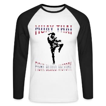 Muay Thai Boxing Muay Thai - Unisex Baseballshirt langarm - Weiß/Schwarz - Vorne - Nik (191cm)