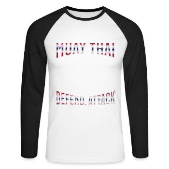 Muay Thaï Boxe Muay Thaï - T-shirt baseball manches longues Homme - blanc/noir - Devant - Nik (191cm)