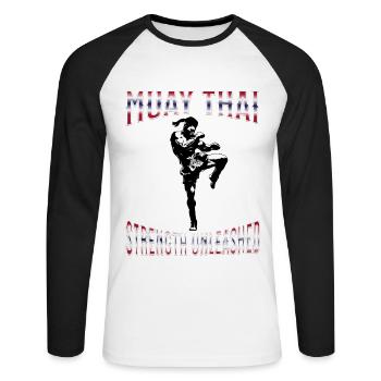 Muay Thai Boxing Muay Thai - Unisex Baseballshirt langarm - Weiß/Schwarz - Vorne - Nik (191cm)