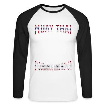 Muay Thaï Boxe Muay Thaï - T-shirt baseball manches longues Homme - blanc/noir - Devant - Nik (191cm)