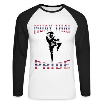 Muay Thai Boxing Muay Thai - Unisex Baseballshirt langarm - Weiß/Schwarz - Vorne - Nik (191cm)