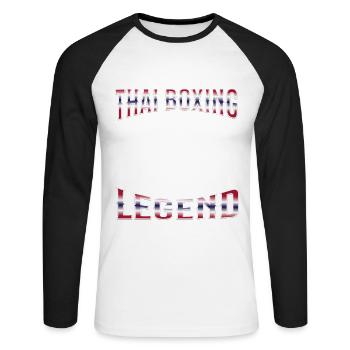 Muay Thai Boxing Muay Thai - Unisex Baseballshirt langarm - Weiß/Schwarz - Vorne - Nik (191cm)
