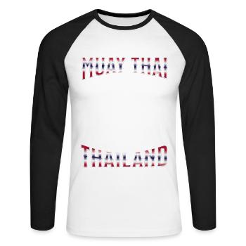 Muay Thai Boxing Muay Thai - Unisex Baseballshirt langarm - Weiß/Schwarz - Vorne - Nik (191cm)
