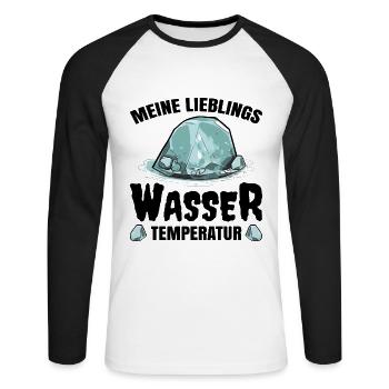 Eisbaden im Eiswasser - Unisex Baseballshirt langarm - Weiß/Schwarz - Vorne - Nik (191cm)