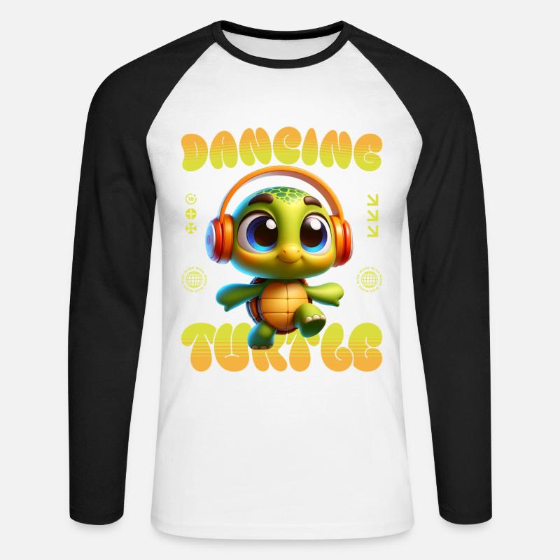 Dancing Turtle Music - Unisex Baseballshirt langarm - Weiß/Schwarz