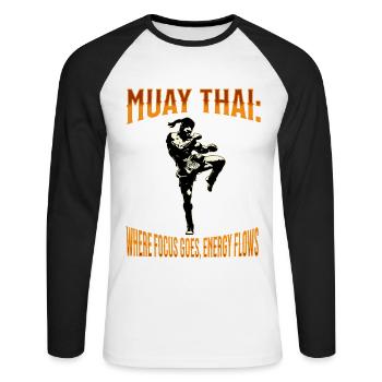 Muay Thai Boxing Muay Thai - Unisex Long Sleeve Baseball T-Shirt - white/black - Front - Nik (191cm)