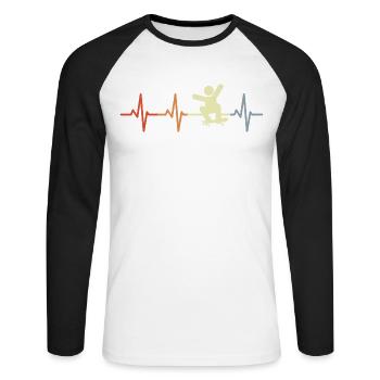 Planche à roulette Stick Figure Heartbeat - T-shirt baseball manches longues Homme - blanc/noir - Devant - Nik (191cm)