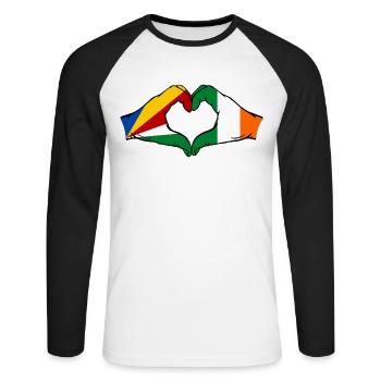 Seychelles Ireland Flag Hands Heart Shape - Unisex Long Sleeve Baseball T-Shirt - white/black - Front - Nik (191cm)