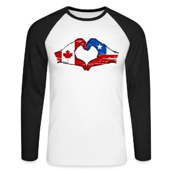 Canada Chili drapeau mains forme de coeur utilisé - T-shirt baseball manches longues Homme - blanc/noir - Devant - Nik (191cm)