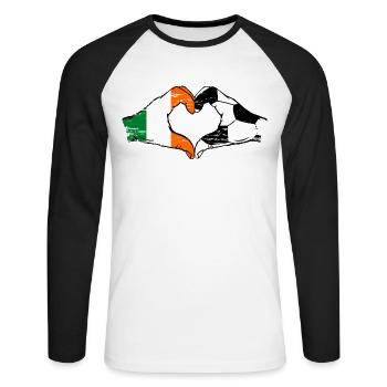 Irlande Football Drapeau Mains Coeur Forme Utilisé - T-shirt baseball manches longues Homme - blanc/noir - Devant - Nik (191cm)