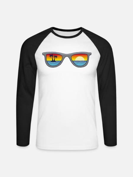 Sonnenbrille und Paradies - Unisex Baseballshirt langarm - Weiß/Schwarz