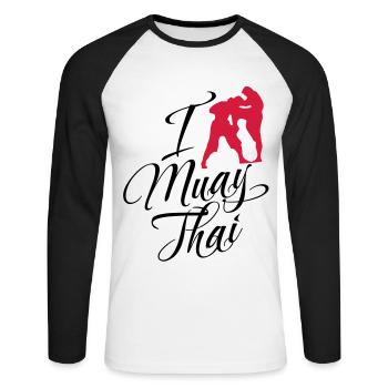 I Love Muay Thai - Unisex Long Sleeve Baseball T-Shirt - white/black - Front - Nik (191cm)