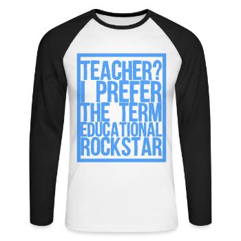 teacher? - Unisex Long Sleeve Baseball T-Shirt - white/black - Front - Nik (191cm)