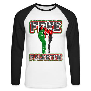 Free Palestine - Faust von Palästina, Palestina - Unisex Baseballshirt langarm - Weiß/Schwarz - Vorne - Nik (191cm)