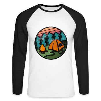 ZELTEN CAMPING BERGE LAGERFEUER ZELT GESCHENK - Unisex Baseballshirt langarm - Weiß/Schwarz - Vorne - Nik (191cm)
