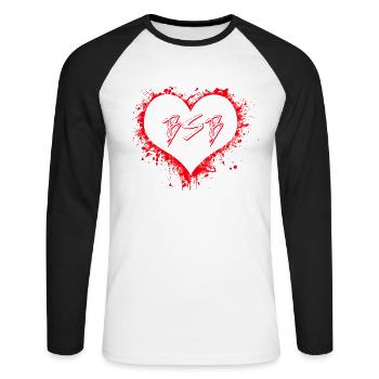 Backstreet - Trough My Heart - Unisex Baseballshirt langarm - Weiß/Schwarz - Vorne - Nik (191cm)