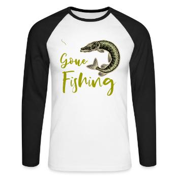 La pêche est partie - hameçon, brochet - T-shirt baseball manches longues Homme - blanc/noir - Devant - Nik (191cm)