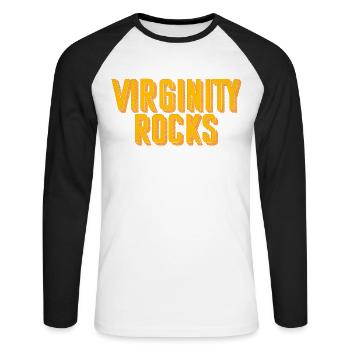 Virginity Rocks - virginity - Unisex Long Sleeve Baseball T-Shirt - white/black - Front - Nik (191cm)