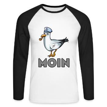 Hamburg Moin Matrose Möwe Geschenkidee Norddeutsch - Unisex Baseballshirt langarm - Weiß/Schwarz - Vorne - Nik (191cm)