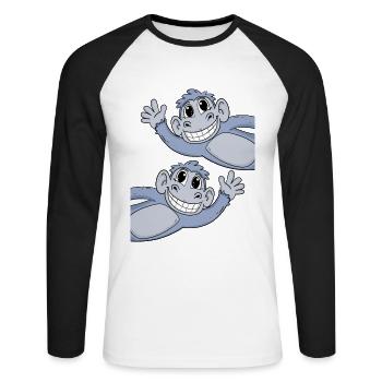Singes singes - T-shirt baseball manches longues Homme - blanc/noir - Devant - Nik (191cm)