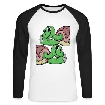 Schildkröte Schildkröten - Unisex Baseballshirt langarm - Weiß/Schwarz - Vorne - Nik (191cm)
