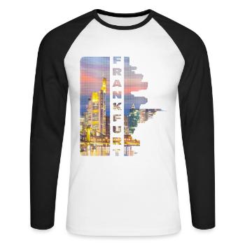 Frankfurt Germany City Skyline Home Love - Unisex Long Sleeve Baseball T-Shirt - white/black - Front - Nik (191cm)