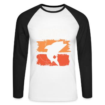 Pêcheur Pêcheur Poisson Pêche Vie Hobby - T-shirt baseball manches longues Homme - blanc/noir - Devant - Nik (191cm)