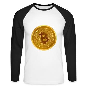 In Crypto We Trust Large Bitcoin Coin Design Tradi - Unisex Long Sleeve Baseball T-Shirt - white/black - Front - Nik (191cm)