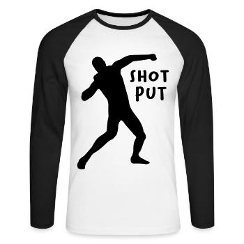 Lancer du poids - T-shirt baseball manches longues Homme - blanc/noir - Devant - Nik (191cm)