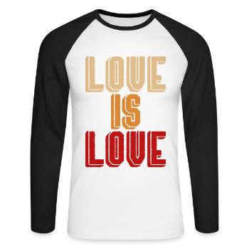Liebe ist Liebe - Unisex Baseballshirt langarm - Weiß/Schwarz - Vorne - Nik (191cm)