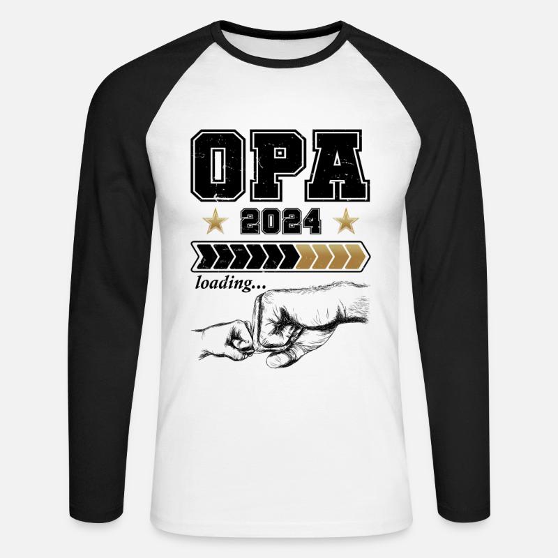 Opa 2024 Loading - Unisex Baseballshirt langarm - Weiß/Schwarz