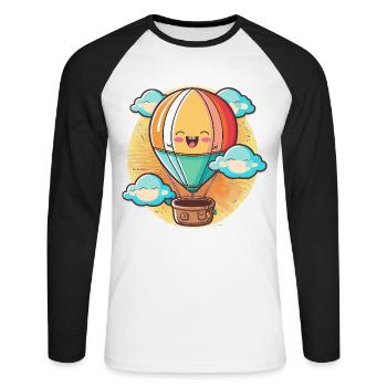 Lever du soleil - T-shirt baseball manches longues Homme - blanc/noir - Devant - Nik (191cm)
