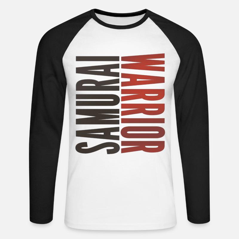 Samurai Warrior - Unisex Baseballshirt langarm - Weiß/Schwarz